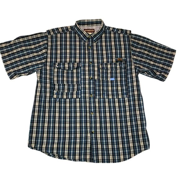 BLUE CODY JAMES FISHING SHIRT SZ L VENTED FISHING EQUIP POCKET SHORT SLEEVE MENS - Picture 1 of 5
